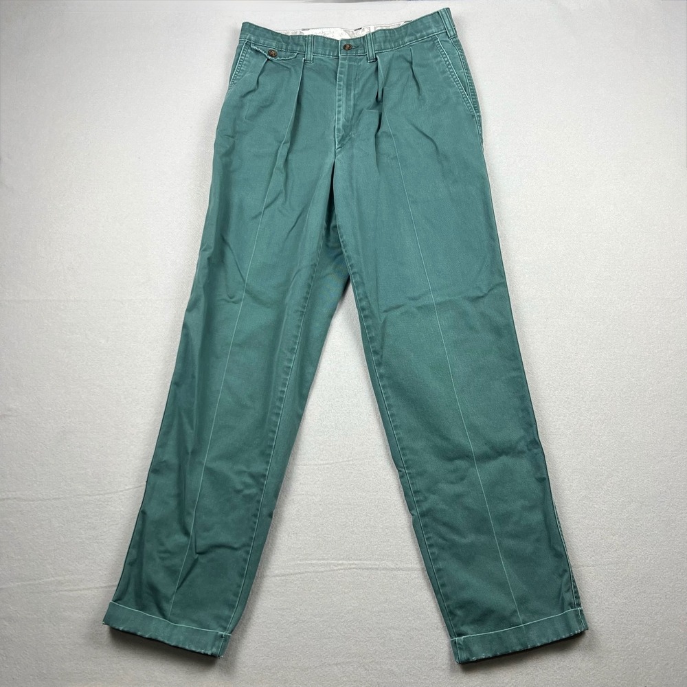 Vintage Savane Mens 31x31 Teal Scotchgard Process 2000 Double Pleated Slacks 90s